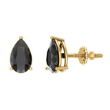 Diamond Stud Earrings Pear Black Diamond Studs 2.00 ct 14K Gold - Yellow Gold