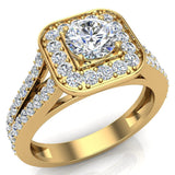 Round Brilliant cushion halo diamond engagement rings 1.10 ct-G,I1 - Yellow Gold