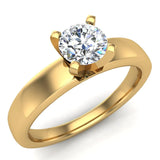 Solitaire Diamond Ring Fitted Band Style 18k Gold 0.50 ct (G,VS) - Yellow Gold