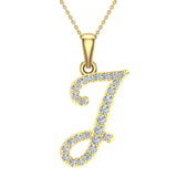 Initial pendant J Letter Charms Diamond Necklace 18K Gold-G,VS - Yellow Gold