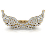 1.12 Ct Trendy Angel Wings Large Diamond Ring 14K Gold (I,I1) - Yellow Gold