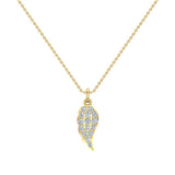 Angel Wing Diamond Necklace for Women 14K Gold Charm G I1 - Yellow Gold