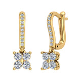 Diamond Cluster Dangle Diamond Earrings 14K Gold (G,SI) - Yellow Gold