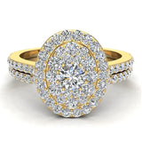 Cluster Diamond Wedding Ring Bridal Set 14K Gold Glitz Design (G,SI) - Yellow Gold