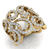1.27 Ct Fashion Band Filigree Diamond Cocktail Ring 18K Gold-G,VS - Yellow Gold