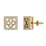 14K Gold Diamond Stud Earrings Square Shape 0.88 carat (G,SI) - Yellow Gold