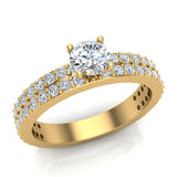 Two-Row Diamond Engagement Rings 14K Gold 1.18 carat I1 Glitz Design - Yellow Gold