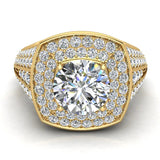 Round Diamond Engagement Rings Tapered Shank 18k Gold GIA 2.17 ct-VS - Yellow Gold