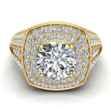 Round Diamond Engagement Rings Tapered Shank 14k Gold GIA 2.17 ct-SI - Yellow Gold