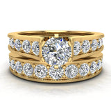 Riviera Wedding Ring Bridal Set Round Cut 1.80 carat 18K Gold-G,VS - Yellow Gold