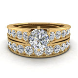 Riviera Wedding Rings for Women Bridal Set Round Cut 2.05 ct 18K Gold-G,VS - Yellow Gold
