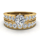Riviera Wedding Rings for Women Bridal Set Round Cut 2.05 ct 14K Gold-I,I1 - Yellow Gold