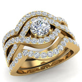 Wedding Ring Set Round cut Solitaire with enhancer bands  14K Gold 1.20 carat-G,VS - Yellow Gold