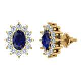 Blue Sapphire Earrings for women 14K Gold September Birthstone 1.50 ct - Yellow Gold