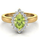 August Birthstone Peridot Marquise 14K Gold Diamond Ring 1.00 ct tw - Yellow Gold