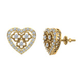 0.95 ctw Diamond Heart Shape Earrings in 18K Gold-G,VS - Yellow Gold
