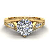 1.10 Ct Diamond Leaf Style Setting Solitaire Engagement Ring 1.11 Ct 18K Gold-VS - Yellow Gold