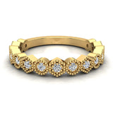 Stacking Circle & Hexagons Milgrain Diamond Wedding Band 0.34 ctw 18K Solid Gold (G,SI) - Yellow Gold