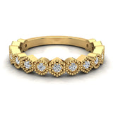 Stacking Circle & Hexagons Milgrain Diamond Wedding Band 0.34 ctw 14K Solid Gold (G,I1) - Yellow Gold