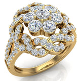 1.40 ct Braided Halo Split Shank with Illusion Cluster Ring 18K Gold-G,VS - Yellow Gold