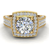 Round Diamond Square Halo Engagement Rings 14k Gold 2.20 ct GIA-SI - Yellow Gold