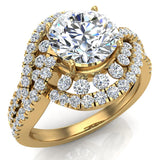 2.33 Ct Twirl Diamond Engagement Ring with Channel Set Diamonds 14K Gold G,SI - Yellow Gold