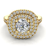 Cushion Halo Diamond Engagement Ring 1.66 cttw 18K Gold-G,VS - Yellow Gold