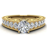 1.37 Ct Vintage Setting Diamond Engagement Ring 14K Gold (G,SI) - Yellow Gold