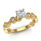 Designer Paisley Round Diamond Engagement Ring 14K Gold 0.67 ct I1 - Yellow Gold