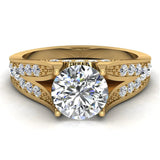 Solitaire Diamond Four Pronged Tapered Shank Wedding Ring 14K Gold-I,I1 - Yellow Gold