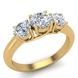 Round Diamond Three Stone Anniversary Wedding Ring in 14K Gold-G,VS2 - Yellow Gold