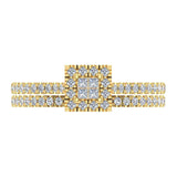 Princess Cut Square Halo Diamond Wedding Ring Set 0.59 Carat Total 14K Gold (I,I1) - Yellow Gold