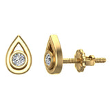 Diamond Earrings Tear-Drop Shape Studs Bezel Settings 10K Gold-J,SI2-I1 - Yellow Gold