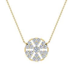 Petals of a Flower Cluster Diamond Pendant in Yellow Gold 