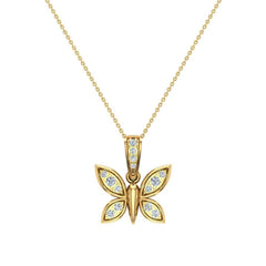Necklace 0.17 ct tw Diamond Butterfly Charm Yellow Gold