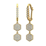 Hexagon Diamond Dangle Earrings Dainty Drop Style 14K Gold 1.05 ct-I,I1 - Yellow Gold