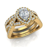 2.16 Ct Moissanite Pear Cut Wedding Ring Set Diamond Ring 14K Gold-I,I1 - Yellow Gold