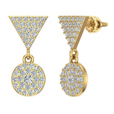 Circle Diamond Dangle Earrings 14K Gold-I,I1 - Yellow Gold