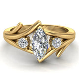 Marquise Cut Bypass Engagement Ring 14K Gold (I,I1) - Yellow Gold