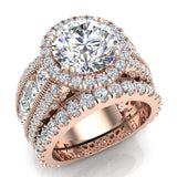 Moissanite Wedding Ring Set for Women Halo Ring 7.05 carat 14K Gold-I1 - Rose Gold