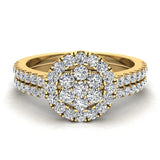 0.75 carat total weight Flower cluster Diamond Wedding Ring Bridal set 18K Gold  (G,VS) - Yellow Gold
