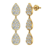 Tear-Drop Diamond Chandelier Earrings 14K Gold 1.15 carat total-G,SI - Yellow Gold