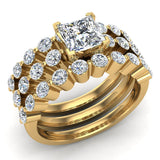 Princess Cut 2.07 Ct Shared-Prong Band Wedding Bridal Ring Set 1K Gold-I,I1 - Yellow Gold