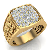 1.00 ct Cushion Pave set Diamond Ring 14K Gold (G,SI) - Yellow Gold