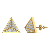 Diamond Stud Earrings Triangle Pyramid Diamond Earrings 14K Gold-G,SI - Yellow Gold
