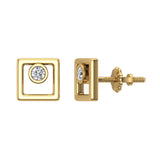 Diamond Earrings Square Shape Studs Bezel Settings 10K Gold-J,SI2-I1 - Yellow Gold