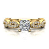 Princess-Cut Solitaire Diamond Braided Shank Engagement Ring 18K Gold (G,VS) - Yellow Gold