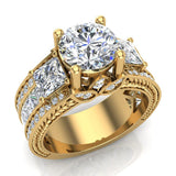 Moissanite Engagement Ring For Women Accent diamond 4.85ct 14K Gold-SI - Yellow Gold