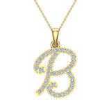 Initial pendant B Letter Charms Diamond Necklace 14K Gold-G,I1 - Yellow Gold