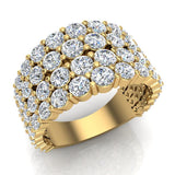 Quadruple Line Diamond Half Eternity Band Wedding Ring 18K Gold (G,VS) - Yellow Gold